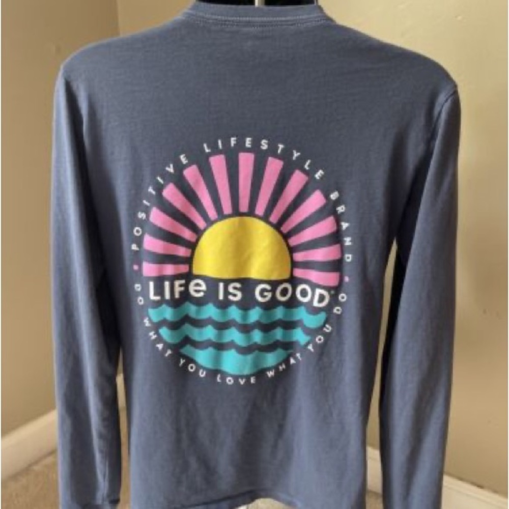 Life is Good Long Sleeve Navy Blue Size Small